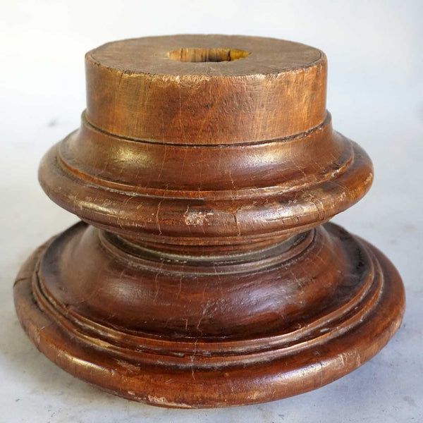 Small Anglo Indian Solid Teak Round Architectural Pillar Base