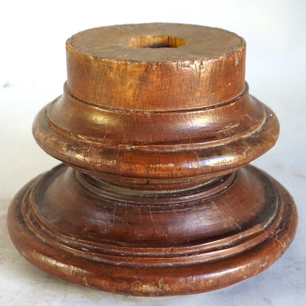 Small Anglo Indian Solid Teak Round Architectural Pillar Base