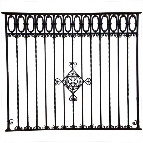 Very Large Argentine Hand Forged Iron Window Grille Panel (Reja)