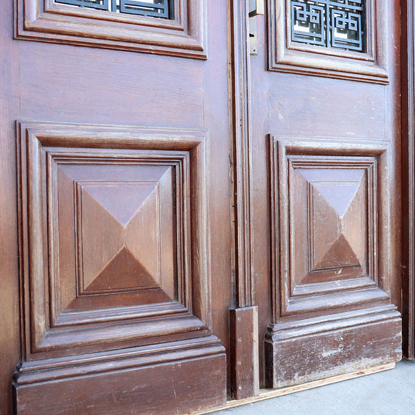 Fine Argentine Oak and Wrought Iron Double Door, Frame and Transom