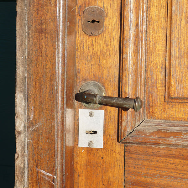 Argentine Cedro Mahogany and Wrought Iron Paneled Single Entry Door and Jamb