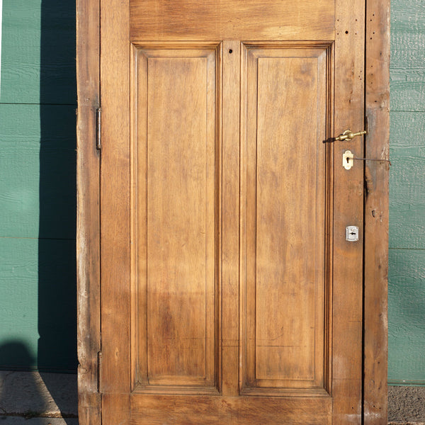 Arts and Crafts Style Walnut and Beveled Glass Single Door and Transom