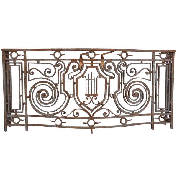 French Beaux Arts Wrought Iron Bowfront Balcony