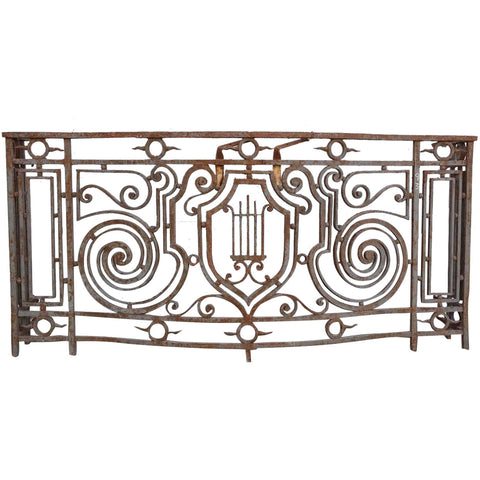 French Beaux Arts Wrought Iron Bowfront Balcony