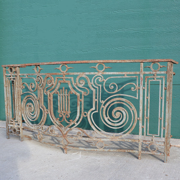 French Beaux Arts Wrought Iron Bowfront Balcony