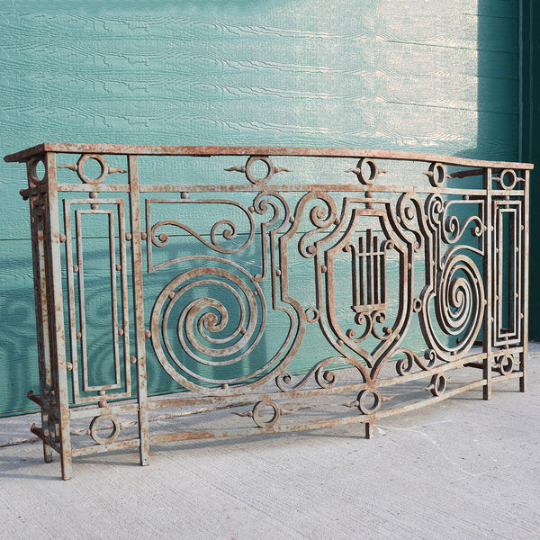 French Beaux Arts Wrought Iron Bowfront Balcony