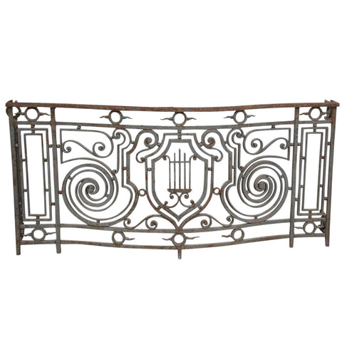 French Beaux Arts Wrought Iron Bowfront Balcony