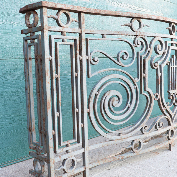 French Beaux Arts Wrought Iron Bowfront Balcony