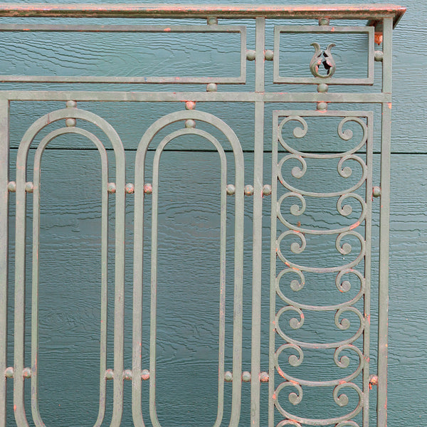 French Beaux Arts Green Painted Wrought Iron Balcony