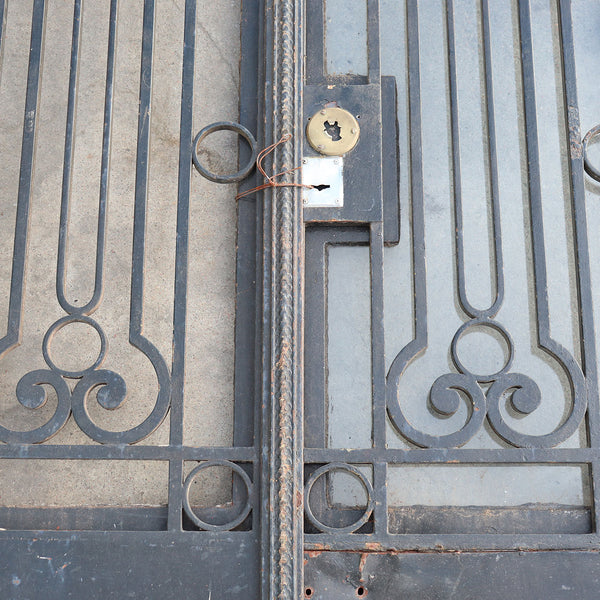 Argentine Beaux Arts Wrought Iron Double Door Entry and Transom