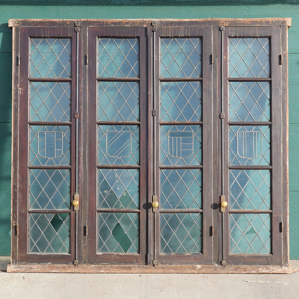 Argentine Leaded Glass Diamond and Shield Pane Cedro Mahogany Windows