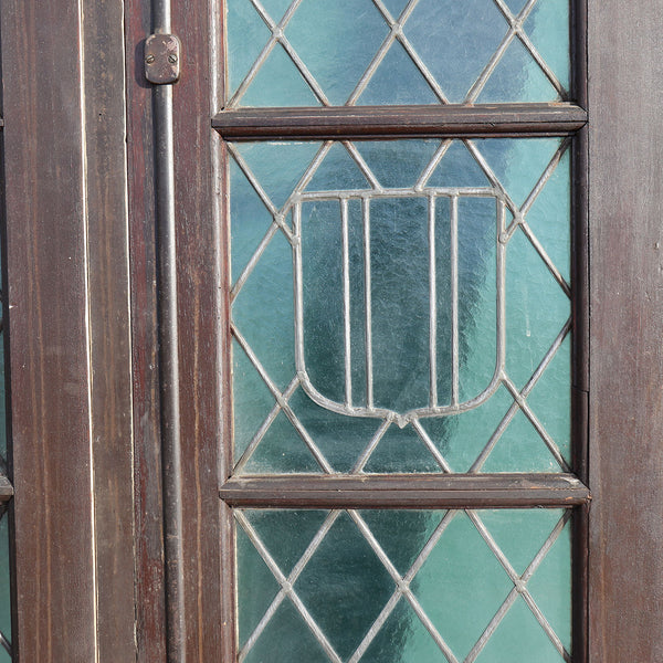 Argentine Leaded Glass Diamond and Shield Pane Cedro Mahogany Windows