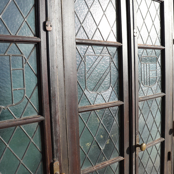 Argentine Leaded Glass Diamond and Shield Pane Cedro Mahogany Windows