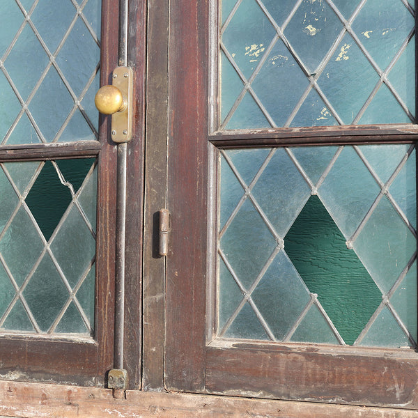 Argentine Leaded Glass Diamond and Shield Pane Cedro Mahogany Windows