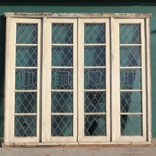 Argentine Leaded Glass Diamond and Shield Pane Cedro Mahogany Windows