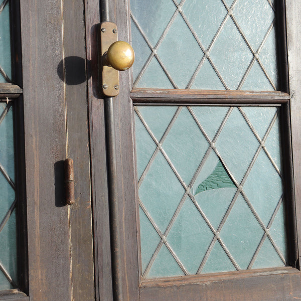 Argentine Leaded Glass Diamond and Shield Pane Cedro Mahogany Windows