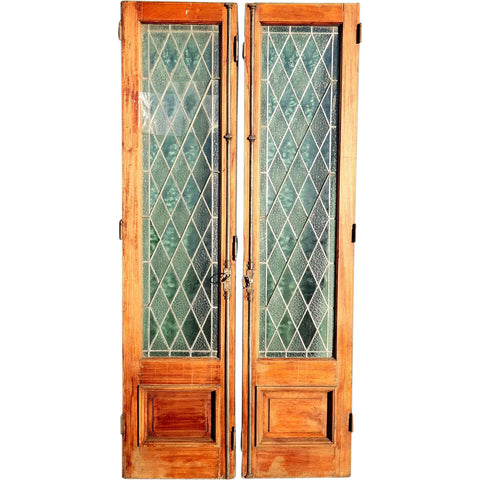 Argentine Leaded Diamond Pane Clear Glass and Cedro Mahogany Double Door