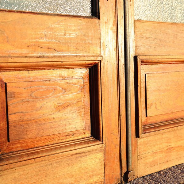 Large Argentine Textured and Frosted Glass and Cedro Mahogany Double Door