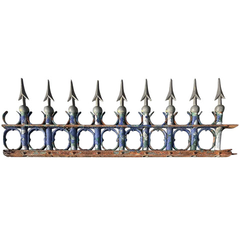 Argentine Blue Painted Bronze and Wrought Iron Fence Trim Panel