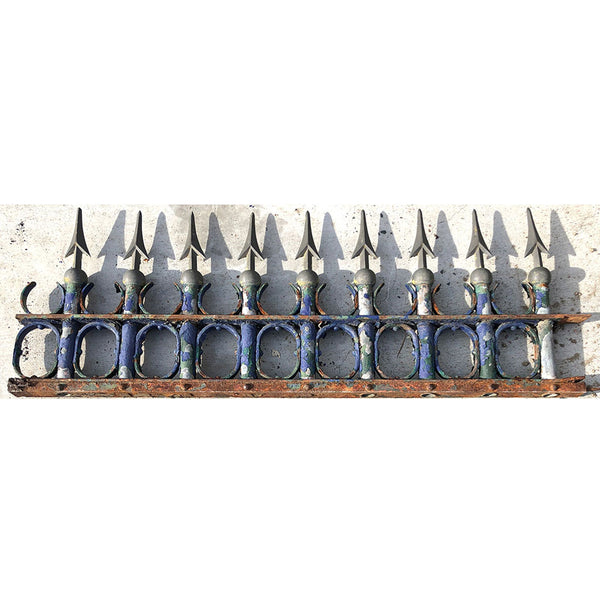 Argentine Blue Painted Bronze and Wrought Iron Fence Trim Panel