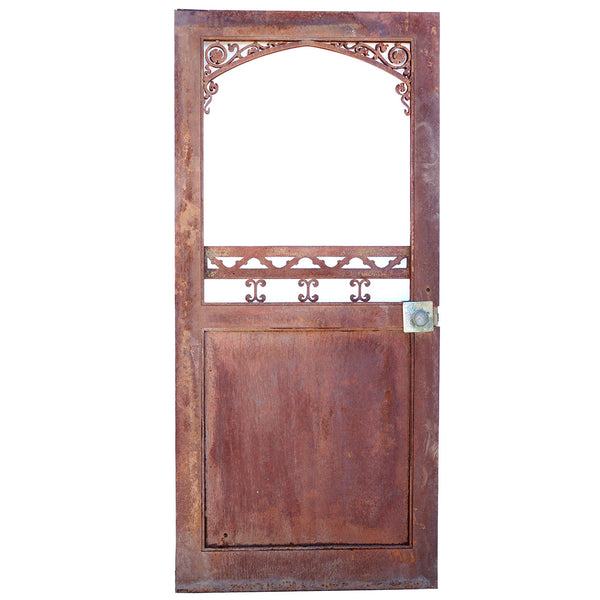 Vintage American Gothic Revival Hammered Iron and Copper Single Door