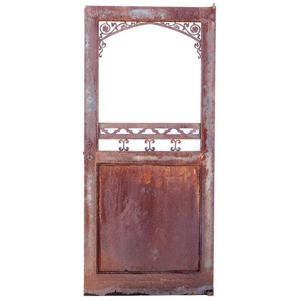 Vintage American Gothic Revival Hammered Iron, Copper Single Door
