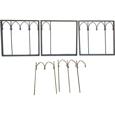 Five American Gothic Revival Wrought Iron Window Grille Panels