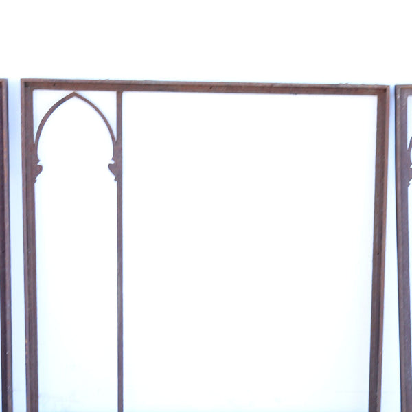 Five American Gothic Revival Wrought Iron Window Grille Panels
