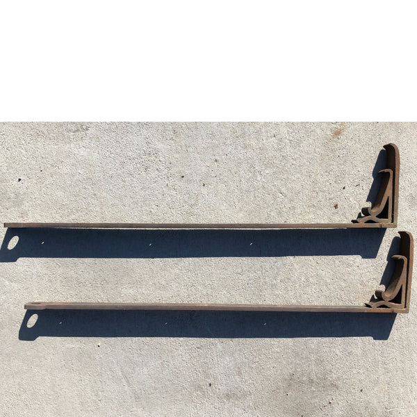 Large Pair of American Gothic Revival Wrought Iron Shelf Brackets
