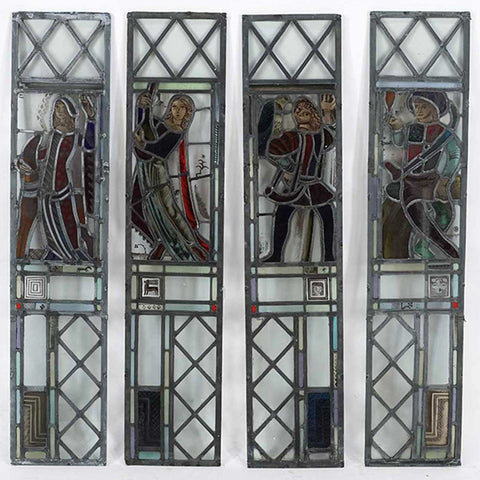 Set of Four American Chicago EDGAR MILLER Arts and Crafts Stained Glass Windows