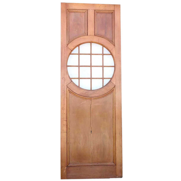 American Faded Mahogany Paneled and Round Glass Window Single Door