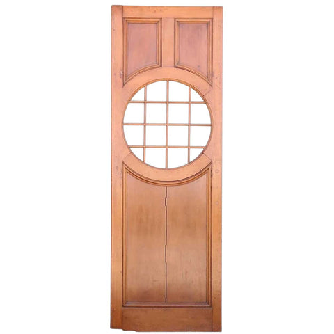 American Faded Mahogany Paneled and Round Glass Window Single Door