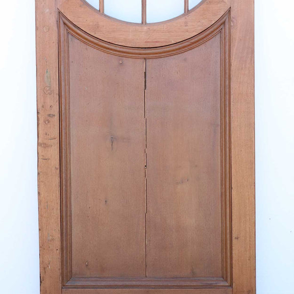 Vintage American Faded Mahogany Paneled and Round Glass Window Single Door