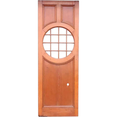 American Faded Mahogany Paneled and Round Glass Window Single Door (with hole)