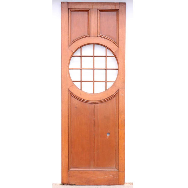 American Faded Mahogany Paneled and Round Glass Window Single Door (with hole)