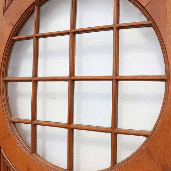 American Faded Mahogany Paneled and Round Glass Window Single Door (with hole)