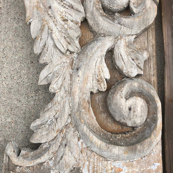 Pair of American Victorian Painted Pine Foliate Scroll Architectural Carvings