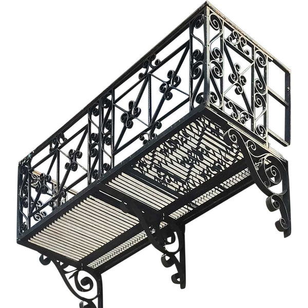Complete Long American Beaux Arts Acacia Hotel Wrought Iron Balcony