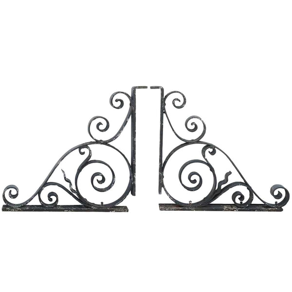 Pair American Beaux Arts Acacia Hotel Wrought Iron Architectural Brackets