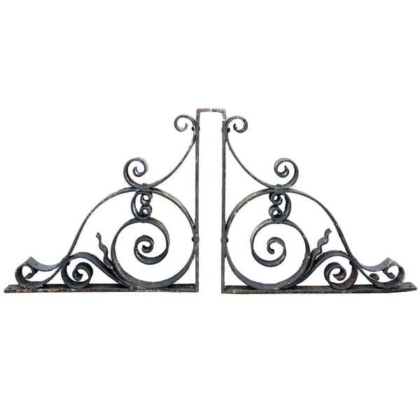 Pair American Beaux Arts Acacia Hotel Wrought Iron Architectural Brackets