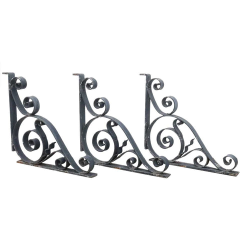 Set of Three American Beaux Arts Acacia Hotel Wrought Iron Architectural Brackets