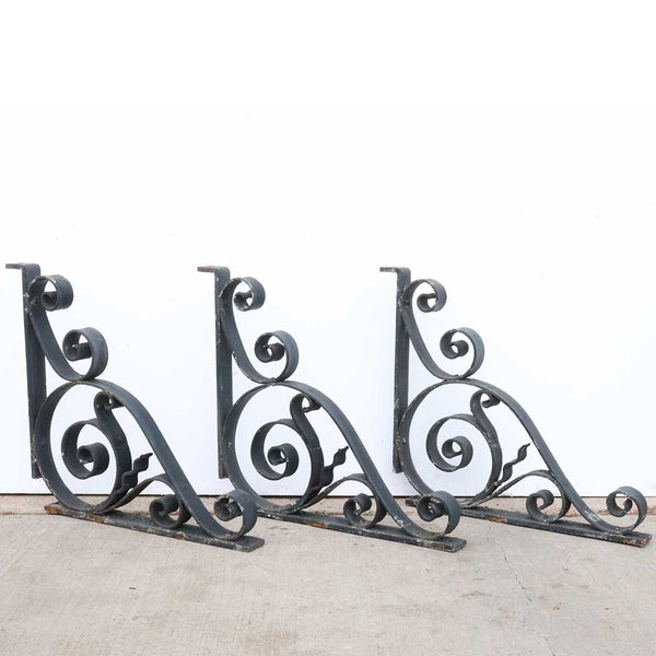 Set of Three American Beaux Arts Acacia Hotel Wrought Iron Architectural Brackets