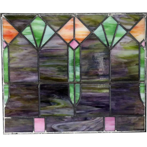 Small American Ohio Mission Style Stained and Leaded Glass Window