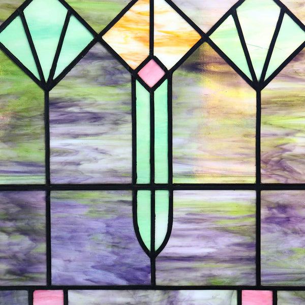 Small American Ohio Mission Style Stained and Leaded Glass Window