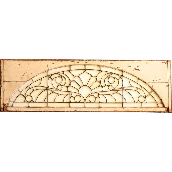 Large American Victorian Stained, Leaded and Bevelled Glass Arched Window