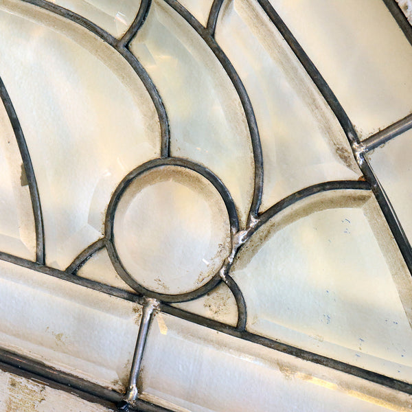 Large American Victorian Stained, Leaded and Bevelled Glass Arched Window