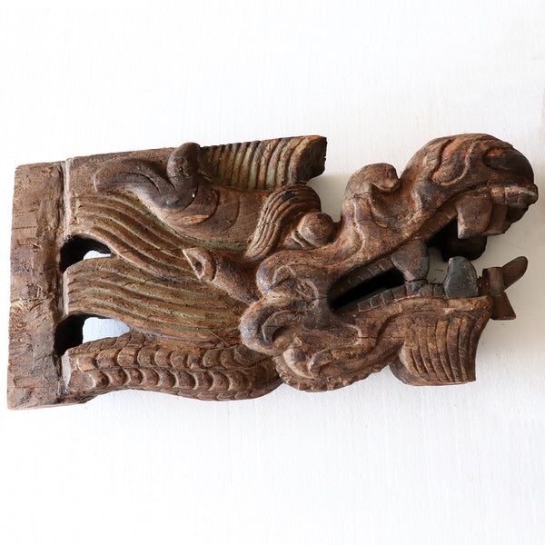 Pair of Chinese Carved Pine/Poplar Dragon Architectural Bracket Carvings