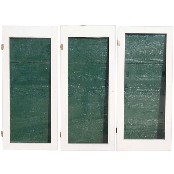 Set of Three Vintage American Painted Pine and Glass Cabinet Doors