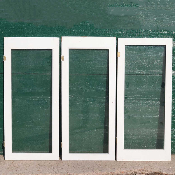 Set of Three Vintage American Painted Pine and Glass Cabinet Doors