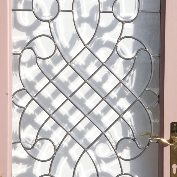 Vintage American Beveled and Leaded Glass Wood Framed French Double Door